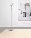 Archie 71-inch Frosted Torchiere Floor Lamp Brushed Steel