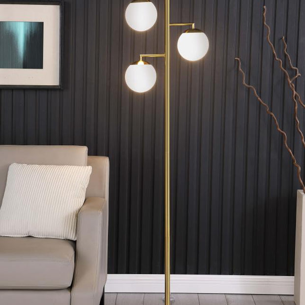 920214 Miley Spherical Bulb Tripod Tree Gold Floor Lamp