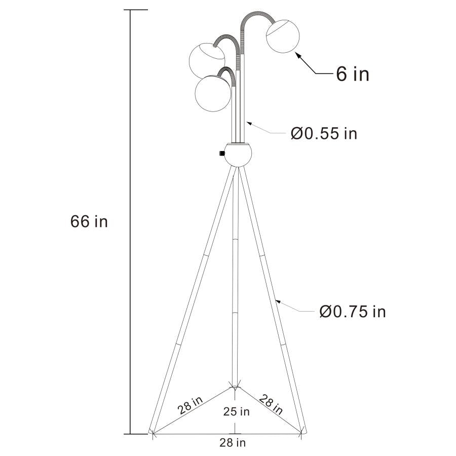 920293 Miley Spherical Bulb Tripod Tree Gold Floor Lamp