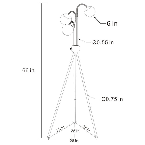 920293 Miley Spherical Bulb Tripod Tree Gold Floor Lamp