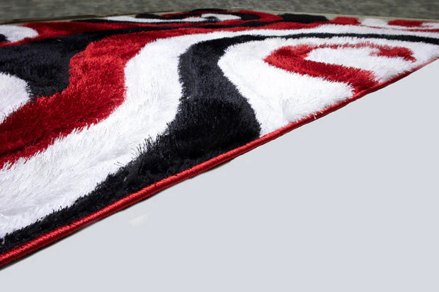Colibri Shaggy 3D Red Area Rug 555