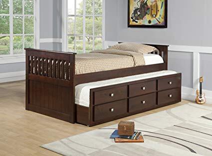 303-CP Twin Mission Captains Trundle Bed