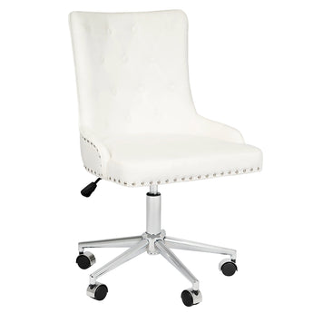 Raven Tufted White Vanity Chair