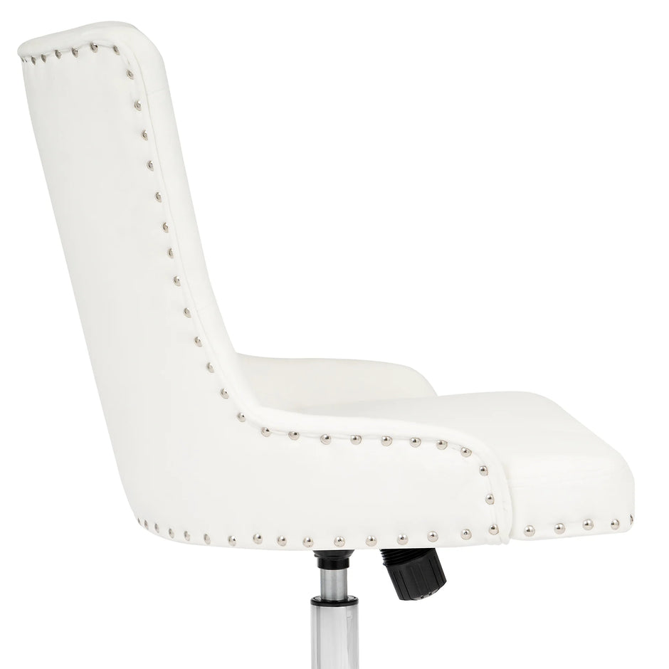 Raven Tufted White Vanity Chair