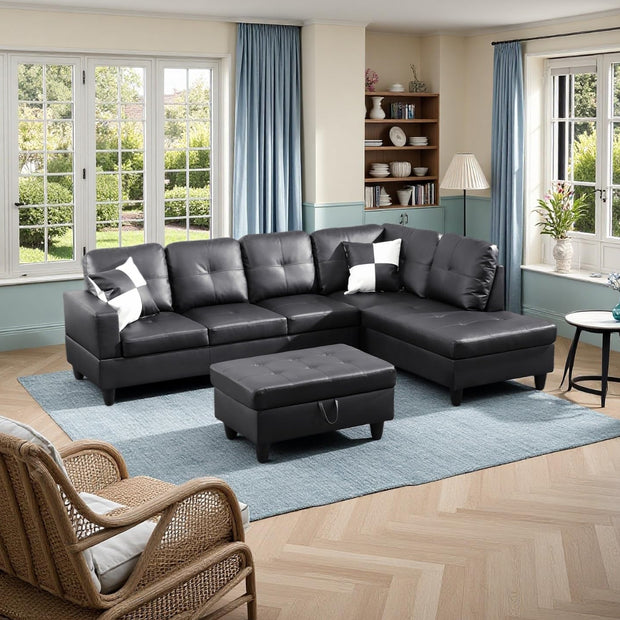 F091B PU Sectional + Ottoman Set