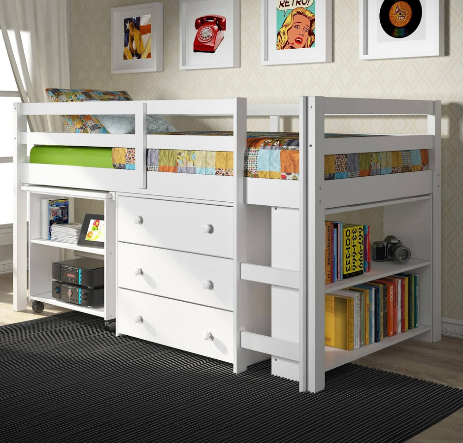 760-TW Twin Low Loft Includes Desk, Chest & Bookcase