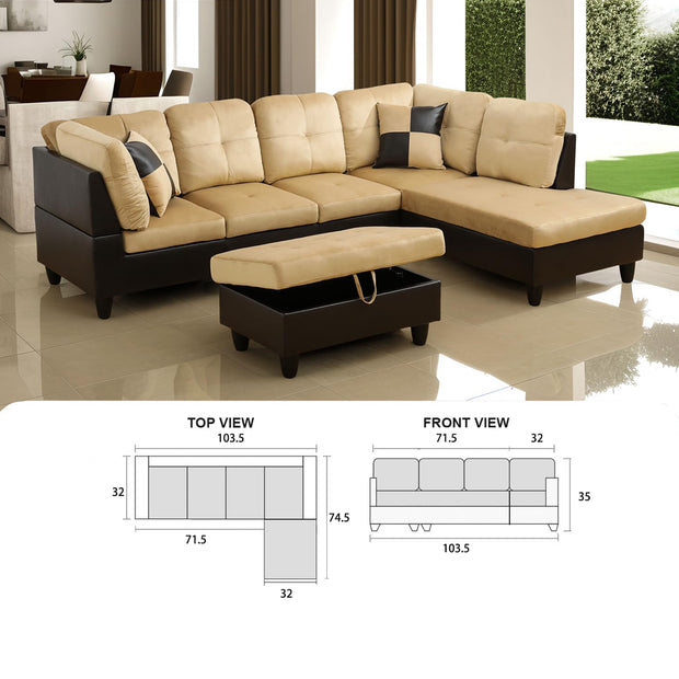 F103B Sectional + Ottoman