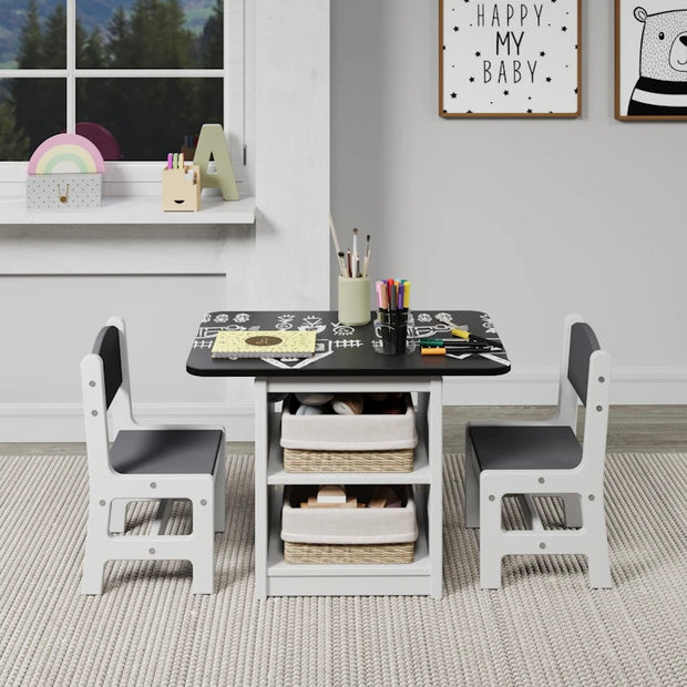 2453-W White Kid’s Table Set with Chalkboard Top