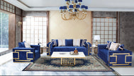 Lawrence Blue Sofa + Loveseat Set