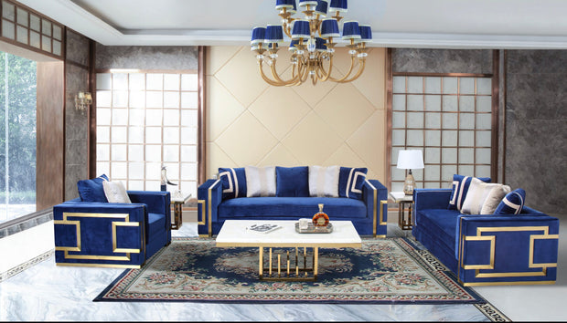 Lawrence Blue Sofa + Loveseat Set