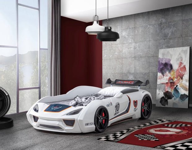 White Racer Car Twin bed