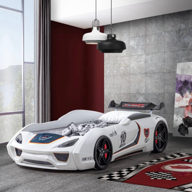 White Racer Car Twin bed