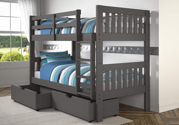 1010-3TTDG Twin/Twin includes Drawers Mission Bunkbed