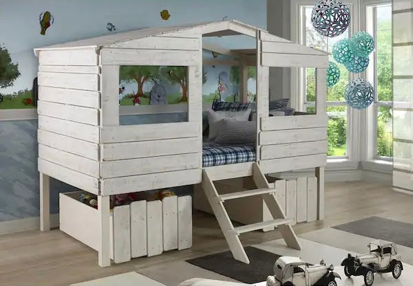 1380-TLRS Twin Tree House Low Loft Bed