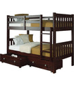 1010-3TTCP Twin/Twin includes Drawers Mission Bunkbed