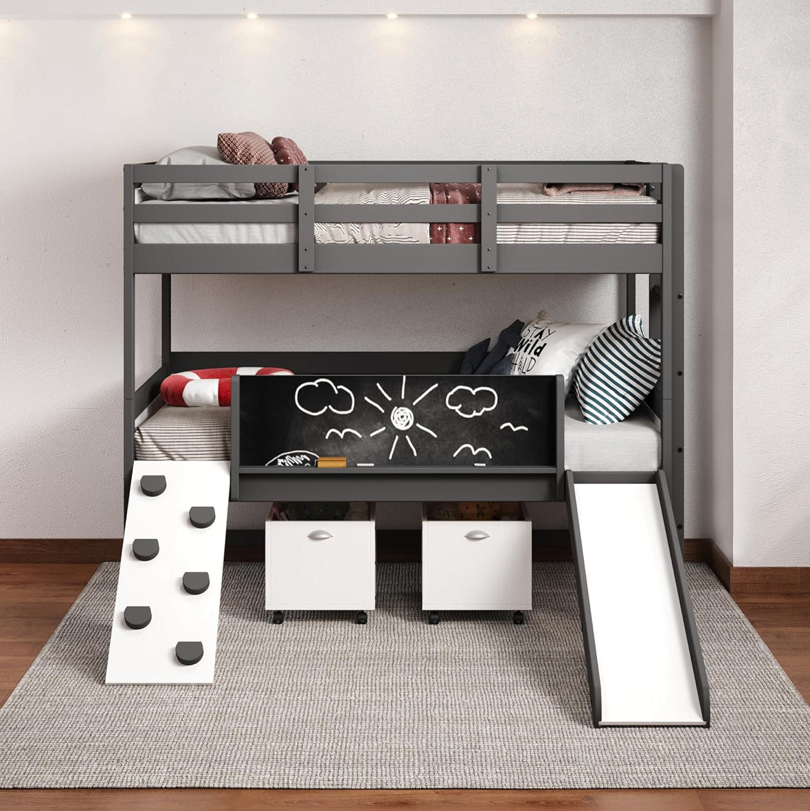 3006-TTDG Grey Twin/Twin Activity Bunkbed