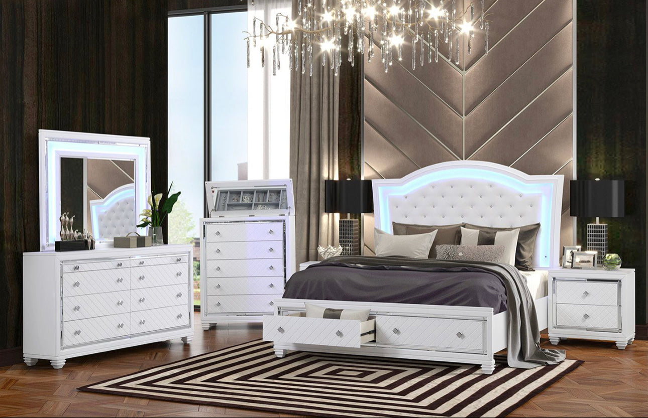 Shiney White Bedroom Set