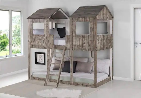 3225-TTRDW Grey Twin/Twin Tower Bunkbed