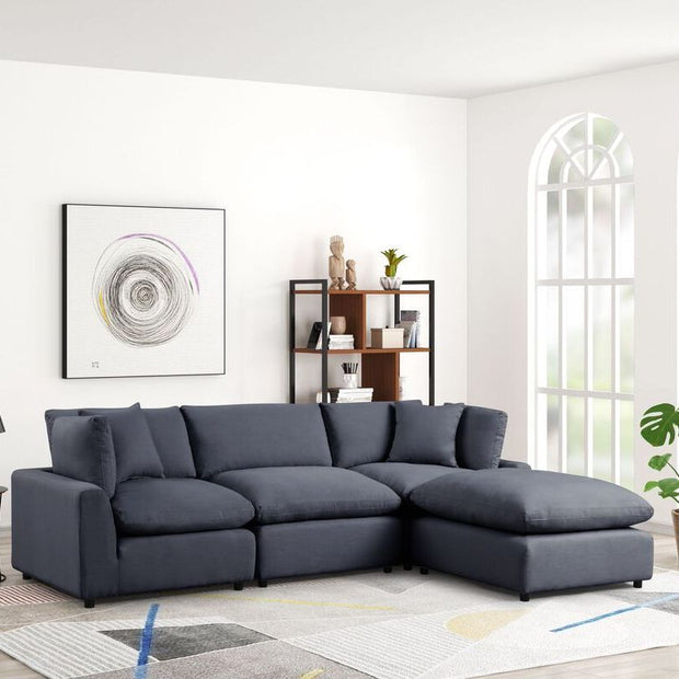 Seccional de lino negro cielo