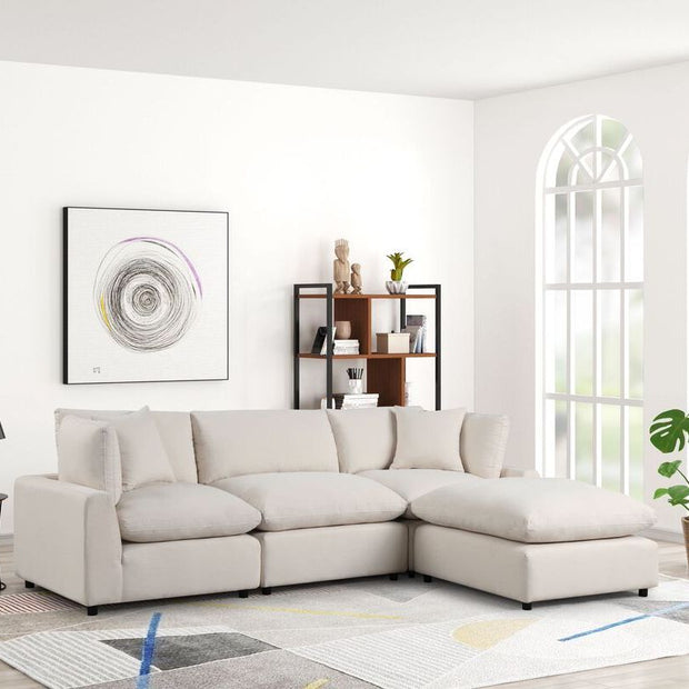 Seccional de lino negro cielo