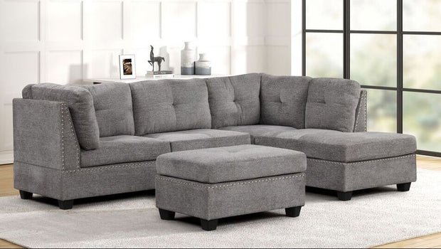 Sienna Grey Sectional + Ottoman Set