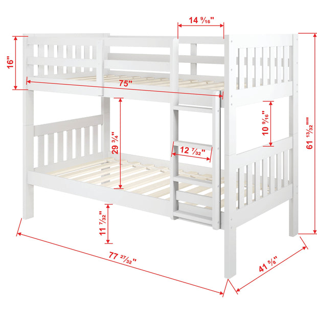 1010-3TTW MISSION TWIN/TWIN WHITE BUNKBED