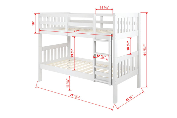 1010-3TTW MISSION TWIN/TWIN WHITE BUNKBED