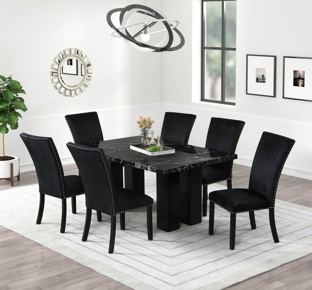 1220 Onyx FAUX MARBLE Black Dining Set