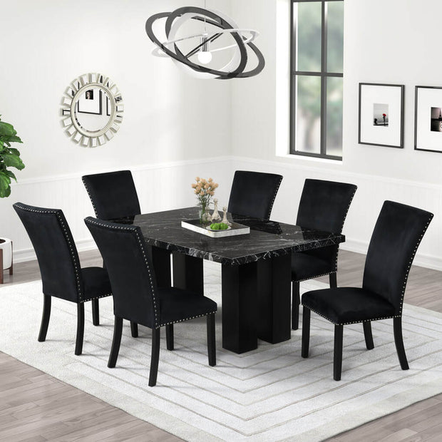 1220 Onyx FAUX MARBLE Black Dining Set