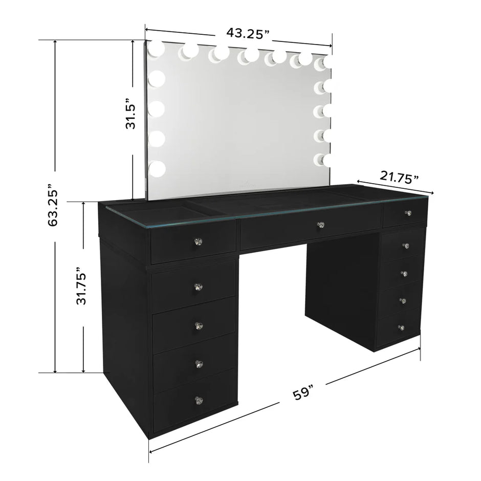 SlayStation Naomi Vanity Table + Vanity Mirror + 4 Drawer Units Bundle