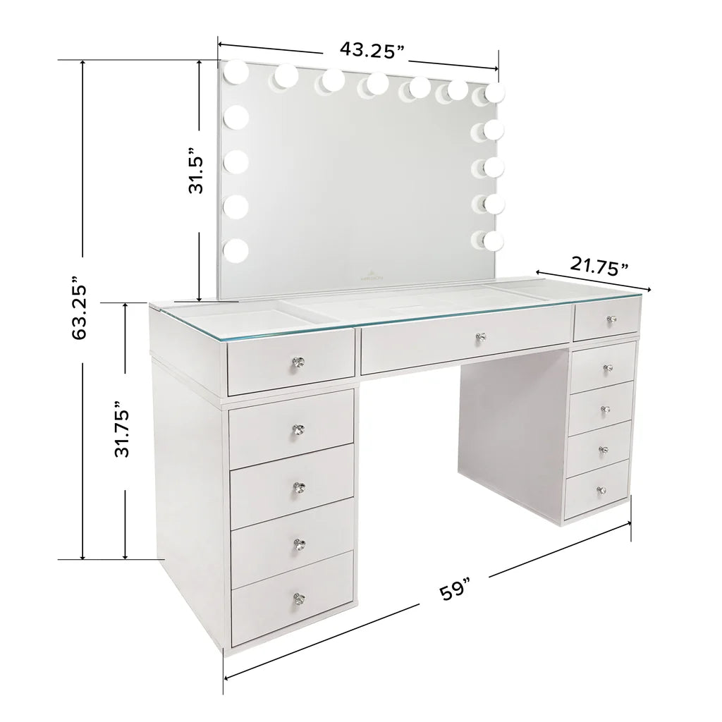 SlayStation Naomi Vanity Table + Vanity Mirror + 4 Drawer Units Bundle