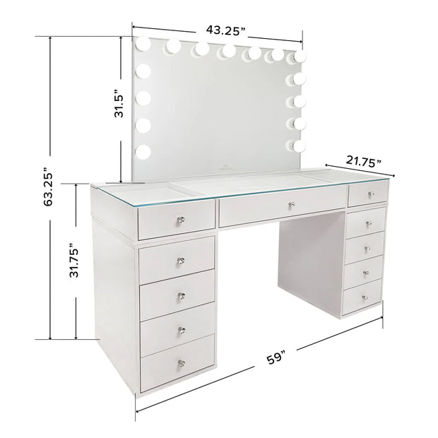 SlayStation Naomi Vanity Table + Vanity Mirror + 4 Drawer Units Bundle