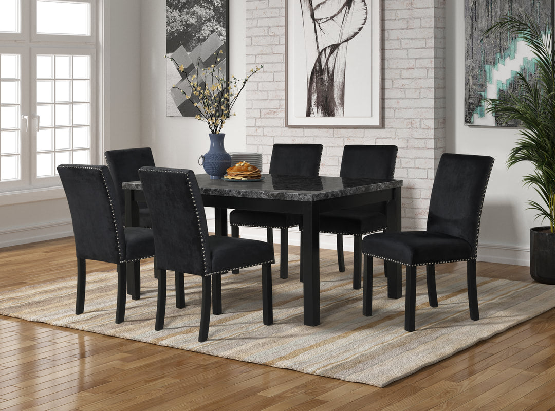 1220 Onyx FAUX MARBLE Black Dining Set