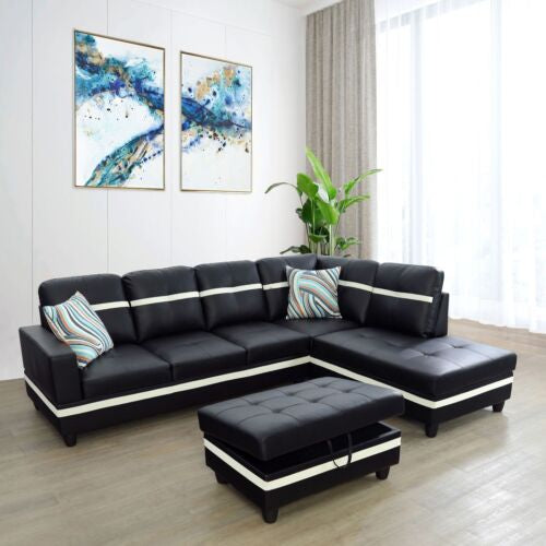 F09511b PU Sectional + Ottoman