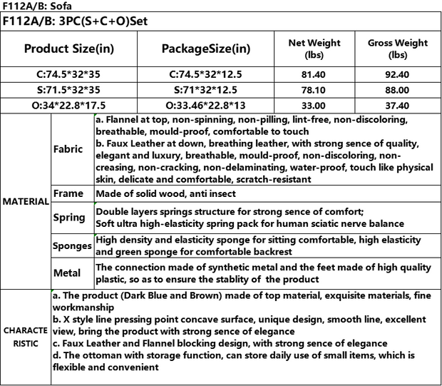 F112B Sectional + Ottoman
