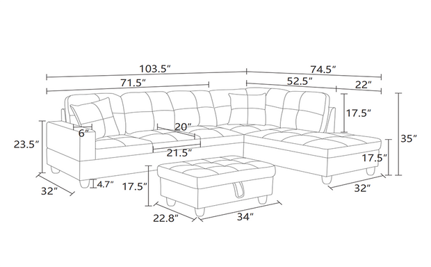 F104B Sectional + Ottoman Set
