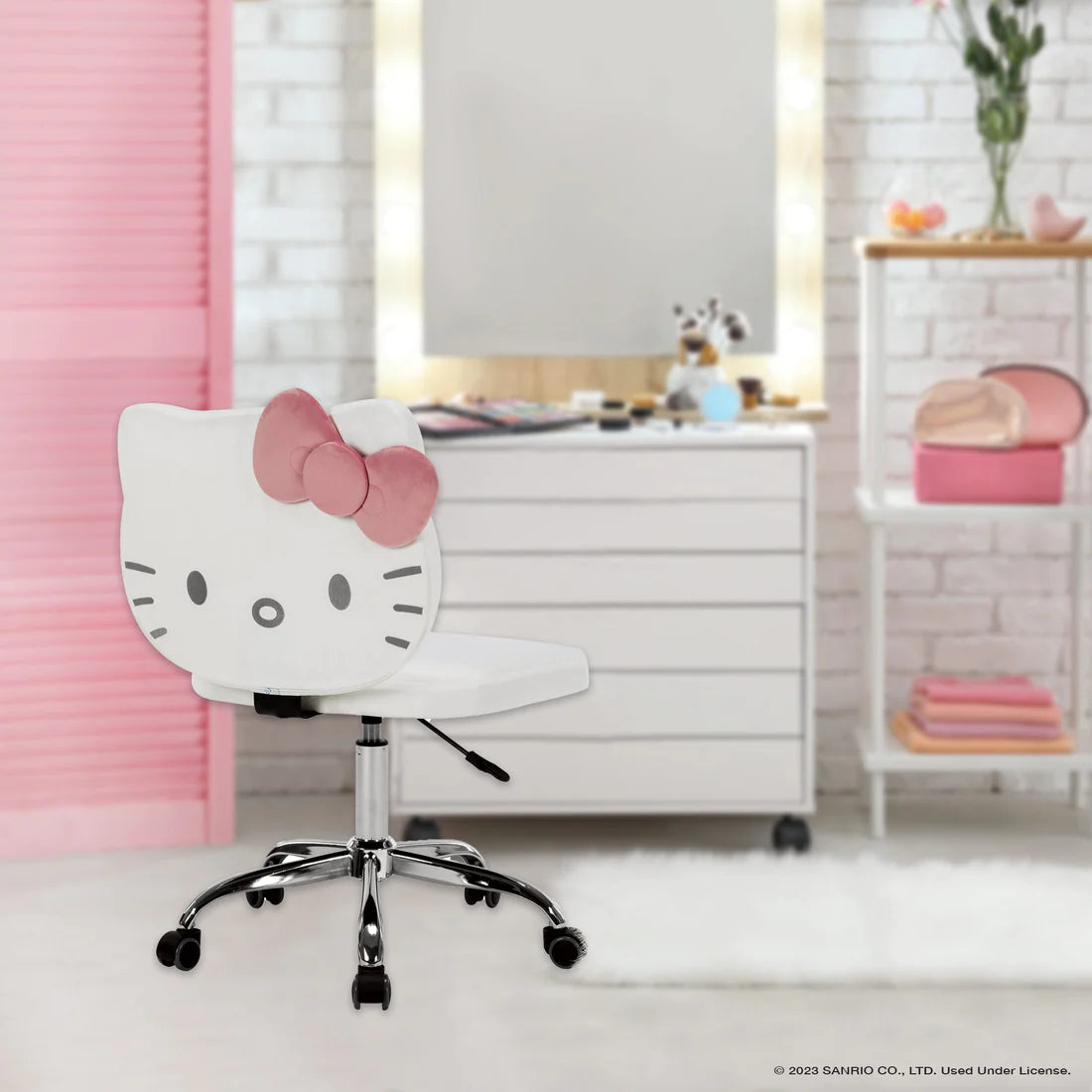 Hello Kitty Kawaii Swivel White Vanity Chair