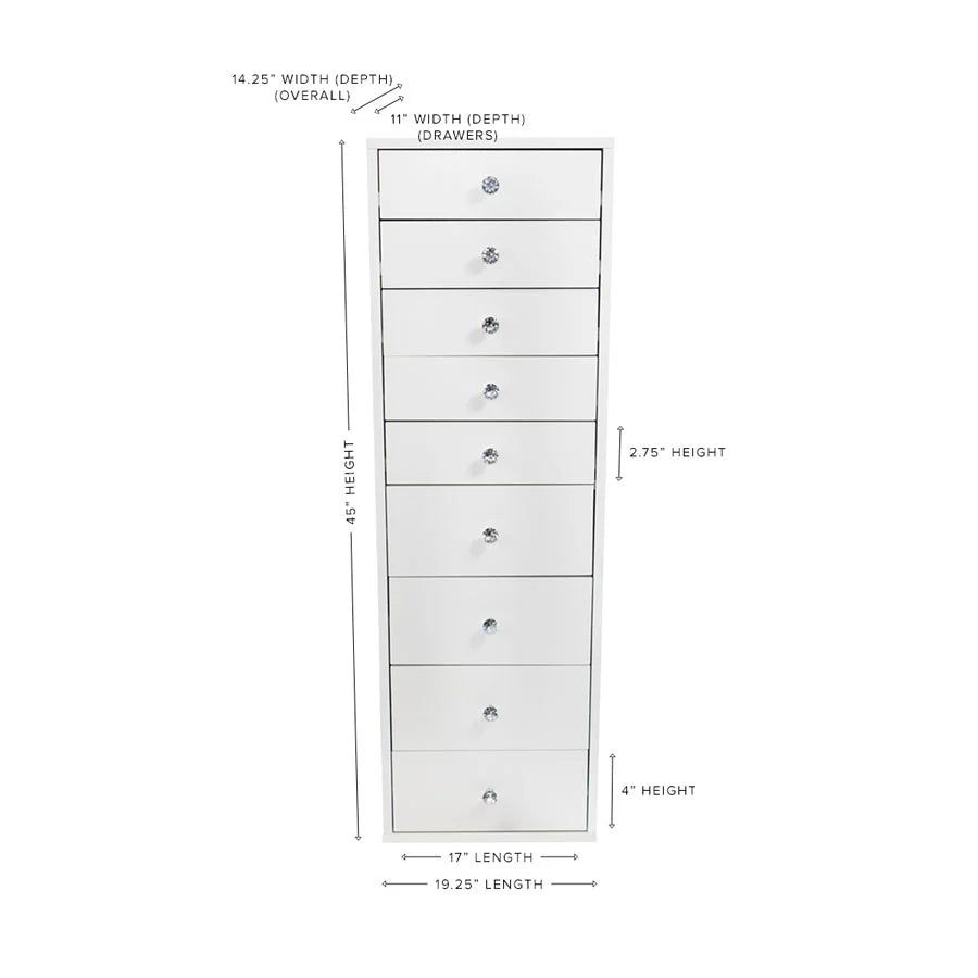 SlayStation Black 9 Drawer Makeup Vanity Storage Unit