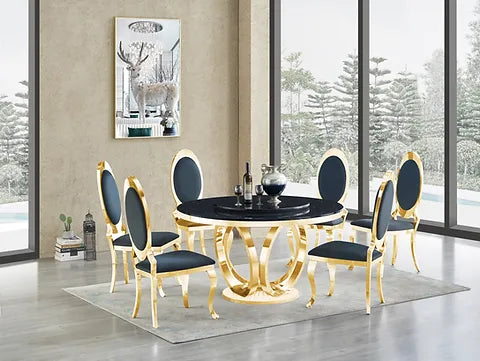 D615 Black/Gold Maxi Dining Set