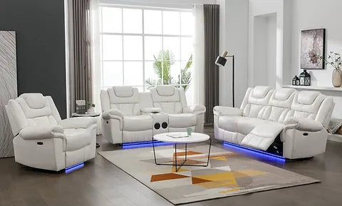 S2020 Party Time White Recliners Set