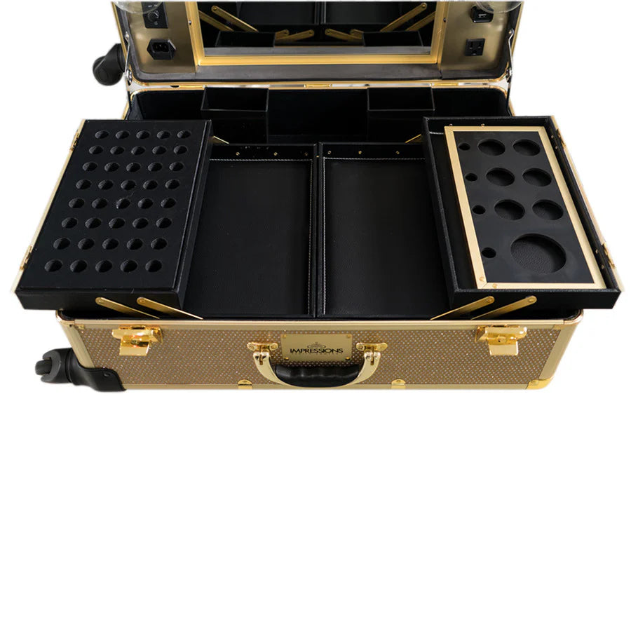 SlayCase Pro Vanity Travel Train Case with Stand in Champagne