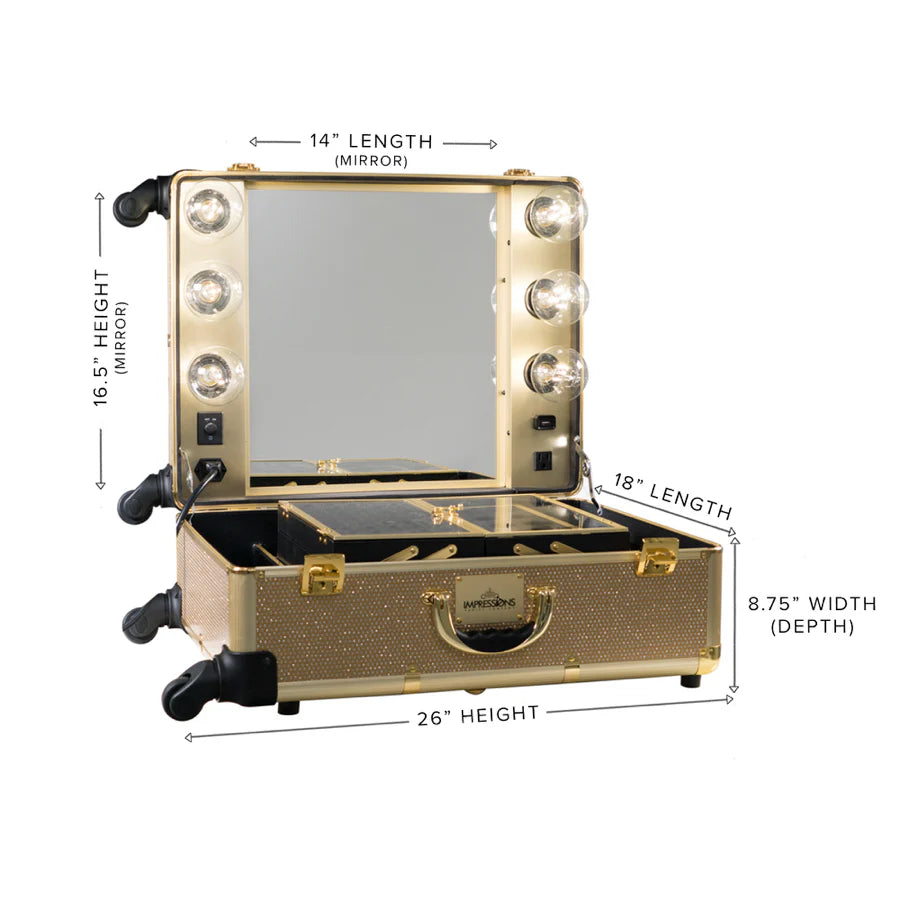 SlayCase Pro Vanity Travel Train Case with Stand in Champagne