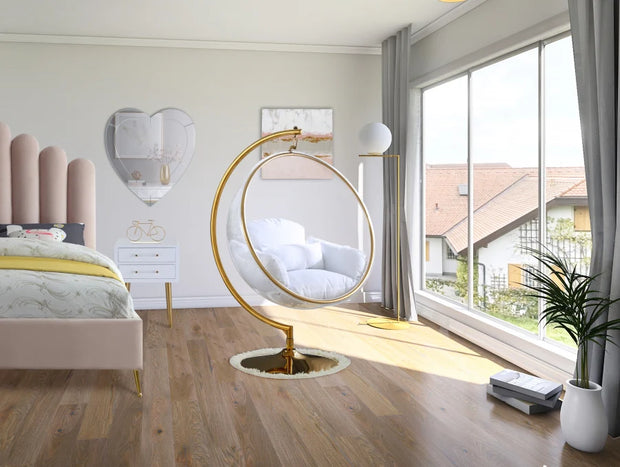 Luna Acrylic Swing Bubble Gold Accent Chair