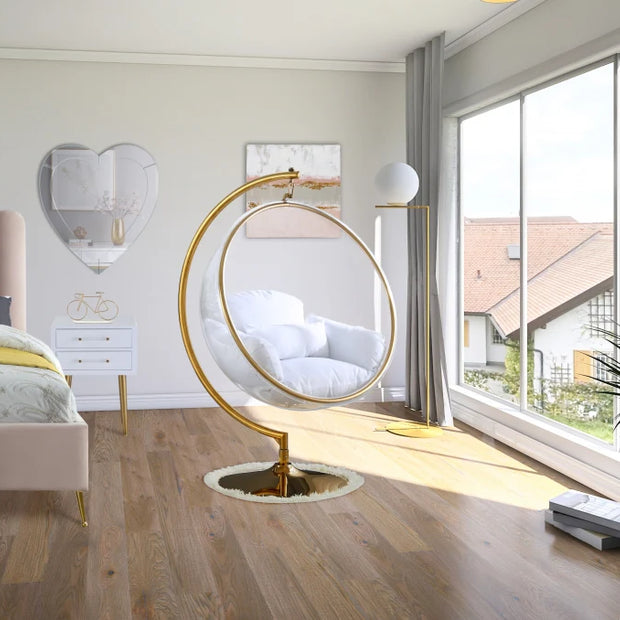 Luna Acrylic Swing Bubble Gold Accent Chair