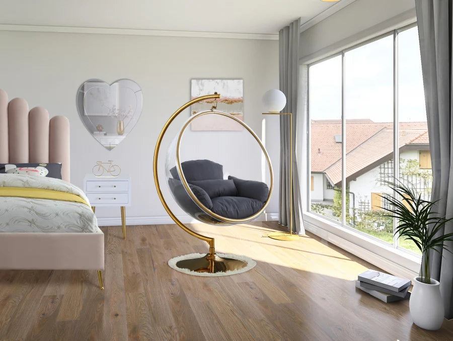 Luna Acrylic Swing Bubble Gold Accent Chair