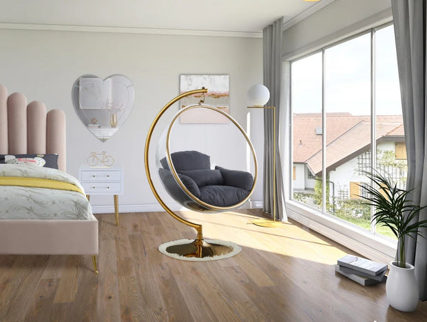 Luna Acrylic Swing Bubble Gold Accent Chair