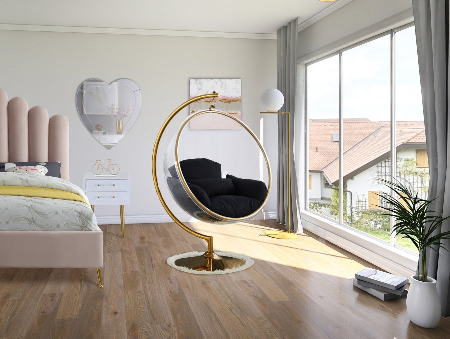 Luna Acrylic Swing Bubble Gold Accent Chair