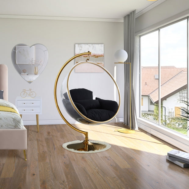 Luna Acrylic Swing Bubble Gold Accent Chair