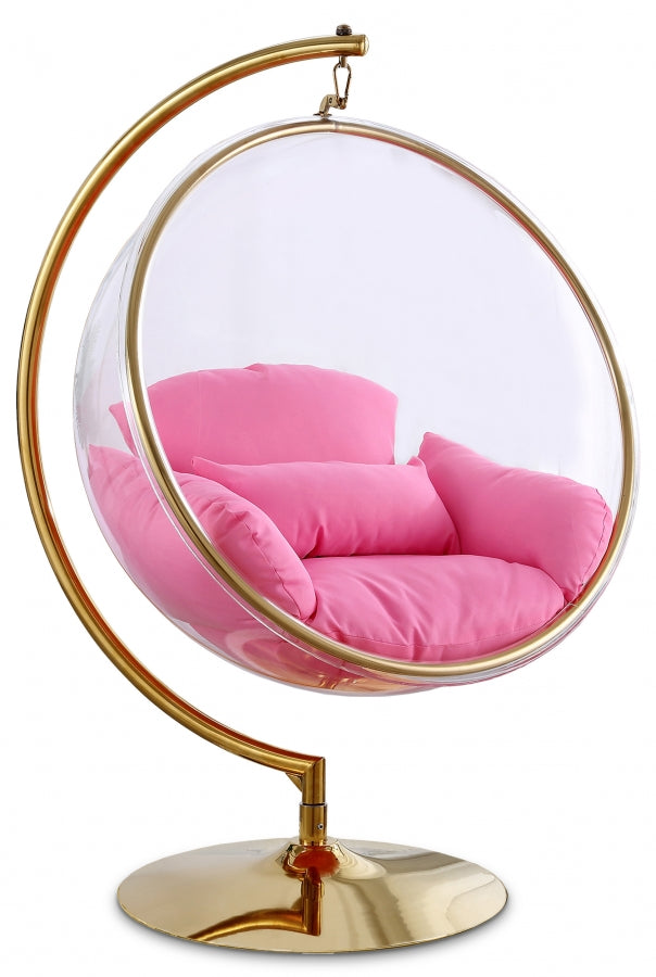 Luna Acrylic Swing Bubble Gold Accent Chair