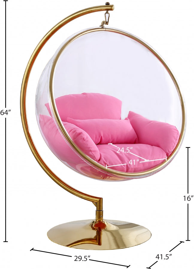 Luna Acrylic Swing Bubble Gold Accent Chair